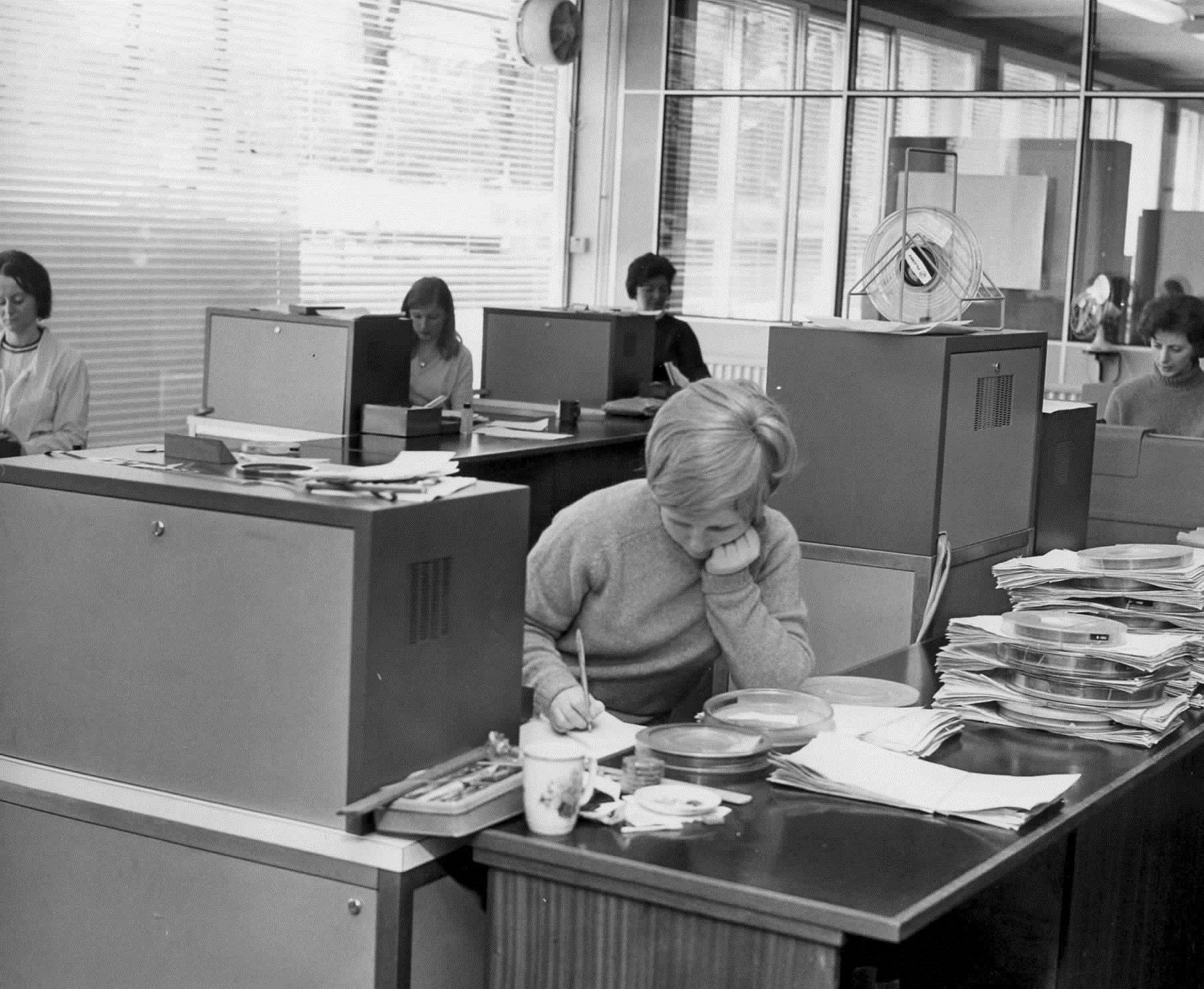 The computer tabulating room in Kent House, Ashford, in March 1970