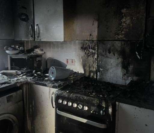 Snodland mum Tay Carter is warning people after her young son accidentally turned their electric cooker on, setting the kitchen on fire. Picture: Tay Carter