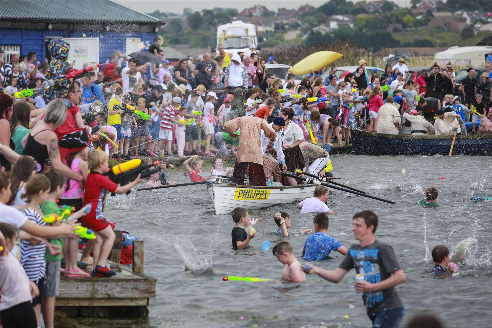 Packed: Crowds flocked to the Sheppey Pirates Festival, landing and water fight at Barton's Point, Sheerness