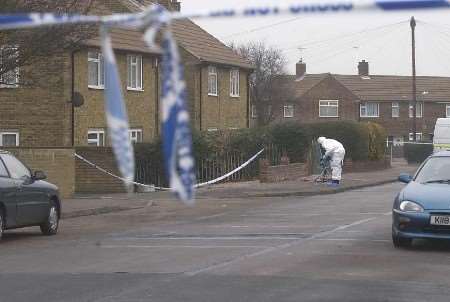 Police searching for clues at the scene of the fight. Picture: BARRY CRAYFORD