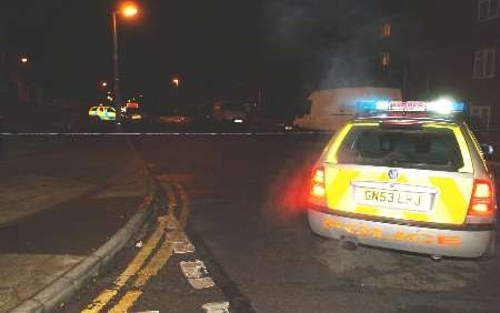 Police at the scene on Thursday. Picture: BARRY GOODWIN