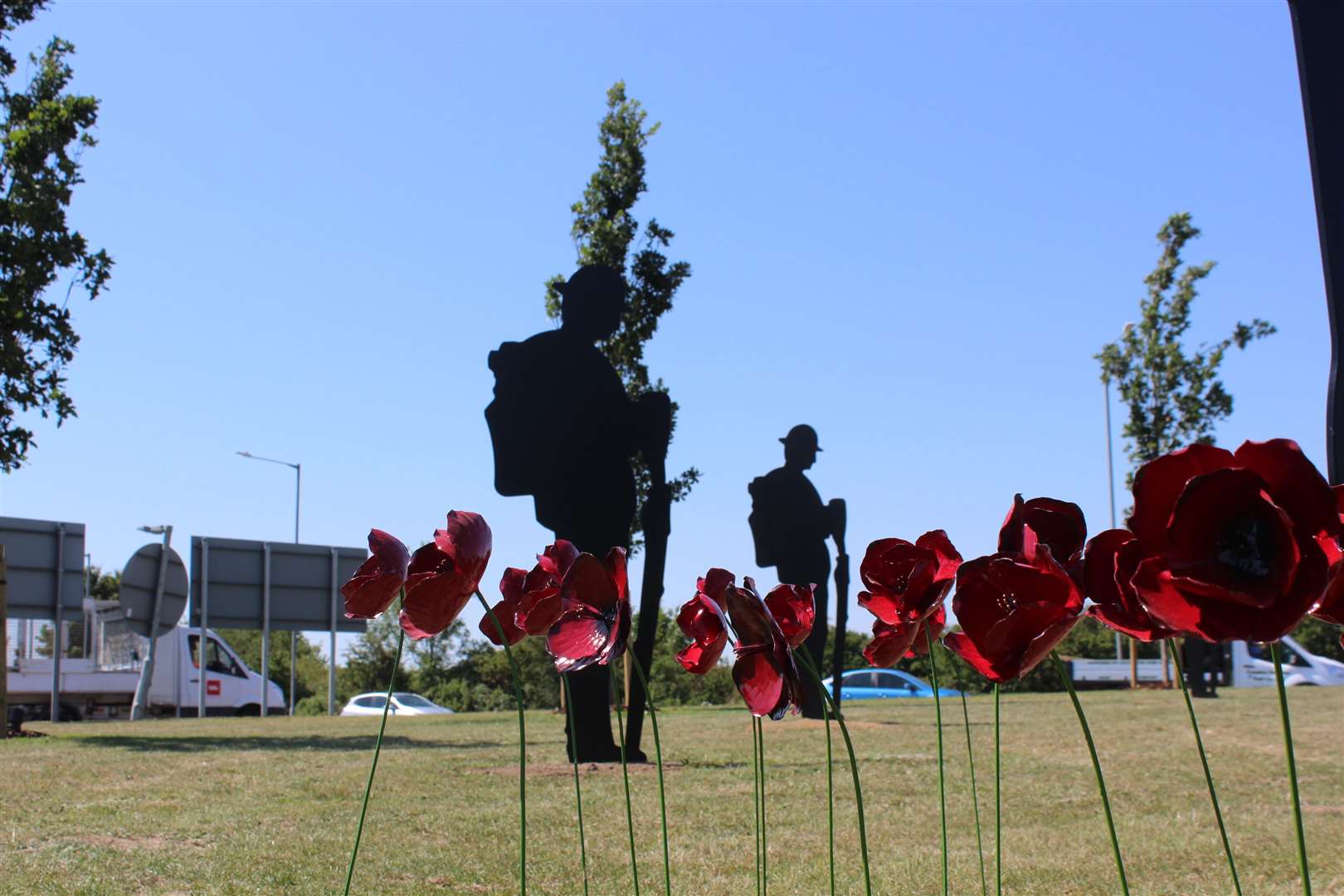Eight soldiers' silhouettes have been added to the roundabout. Pictures: Ashford Borough Council