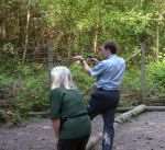 Vet Ian Cope takes aim with the dart gun at the Herne Common conservation park.