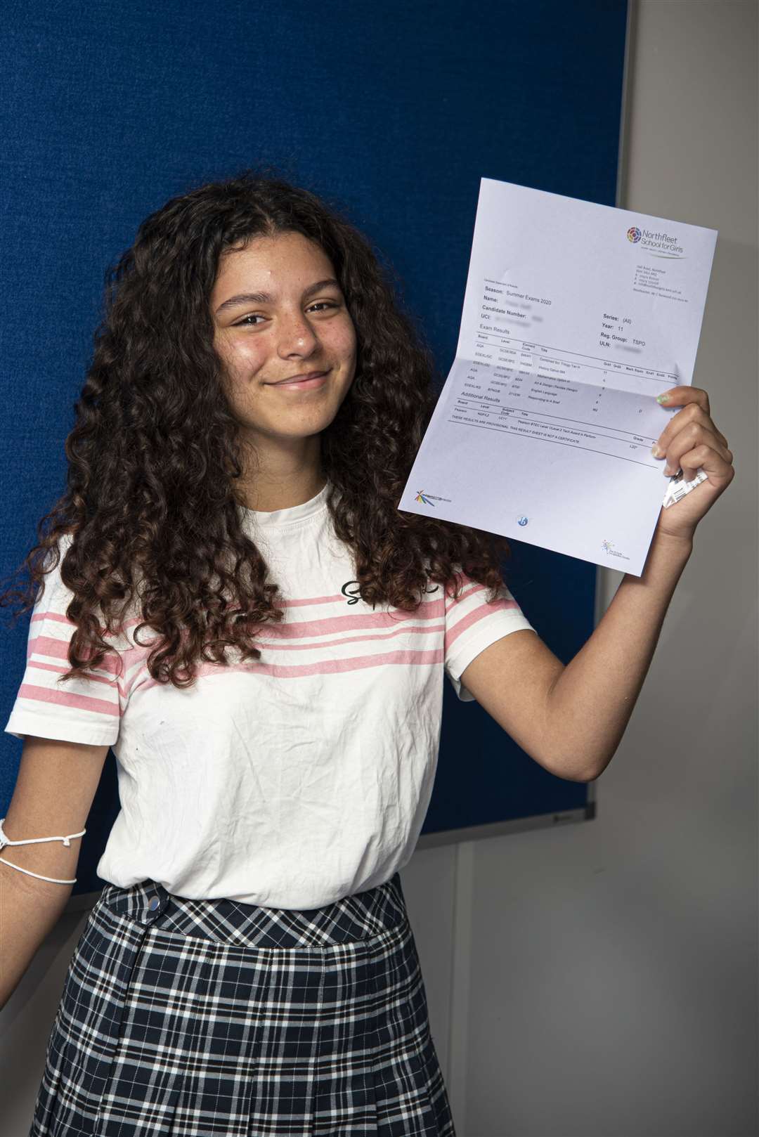 A delighted Freya Swift from Northfleet School for Girls on GCSE results day