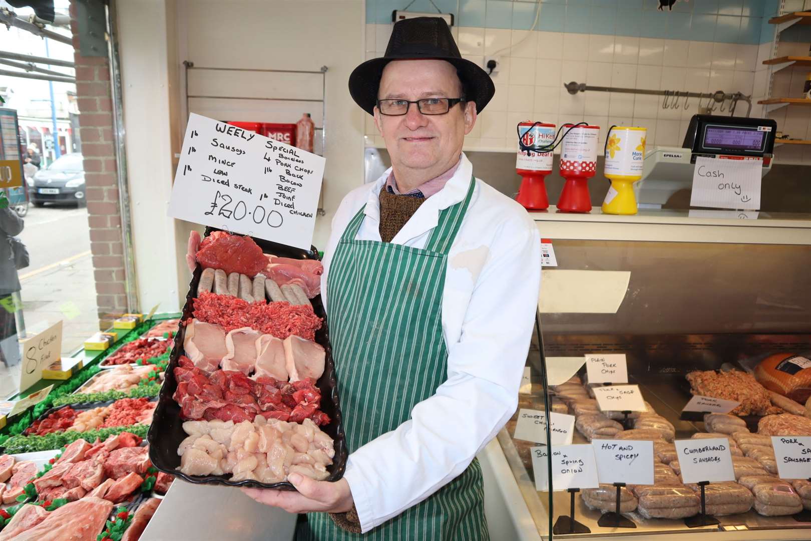 He's back: Butcher Stan Ward has returned to his shop in Sheerness High Street