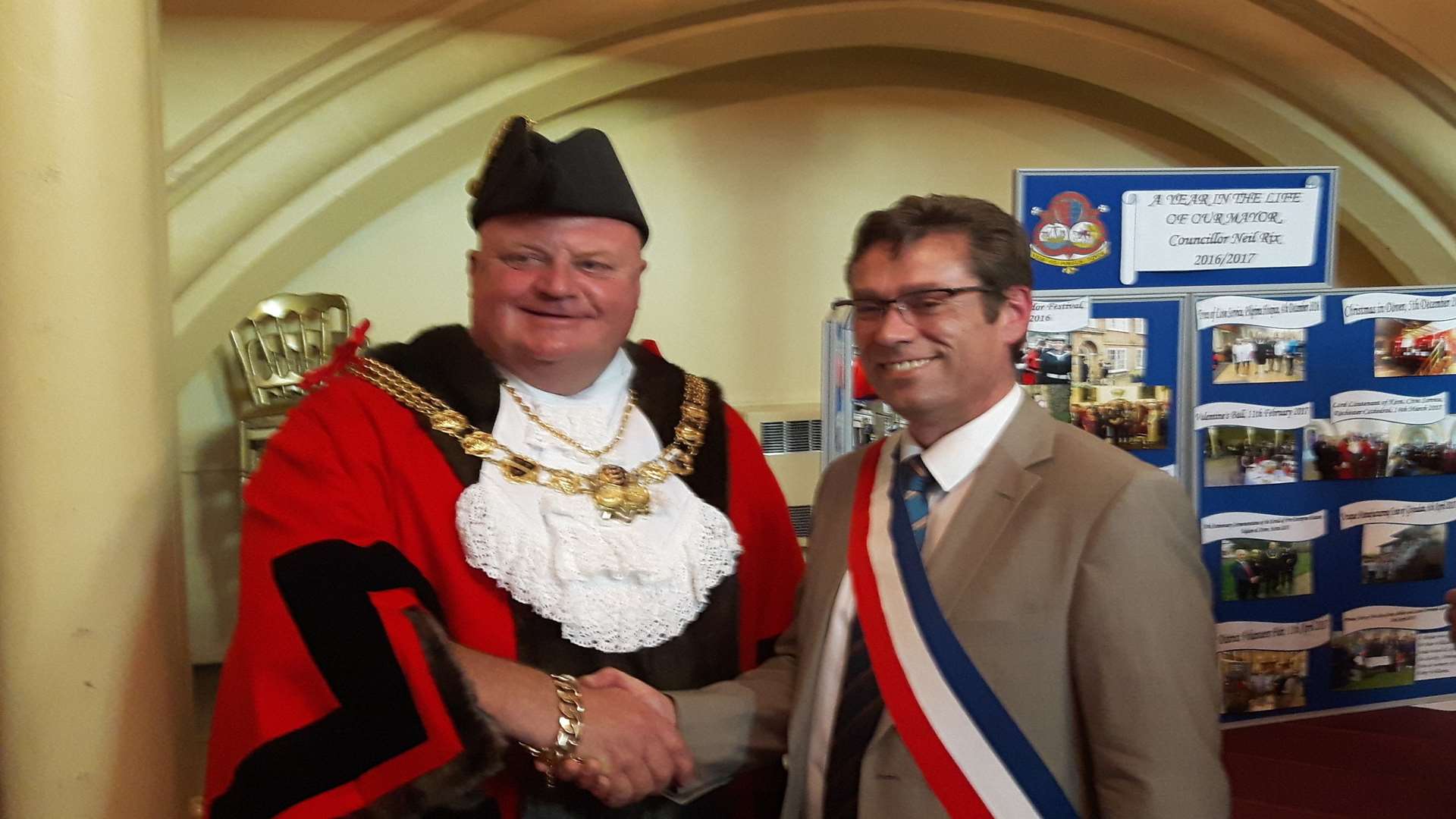 Dover mayor Neil Rix with Calais deputy mayor Philippe Mignonet