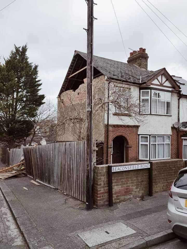 A damaged property in Beaconsfield Road, Chatham