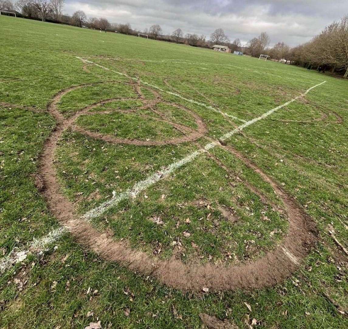 Some of the damage done to the Pilgrims FC football pitches