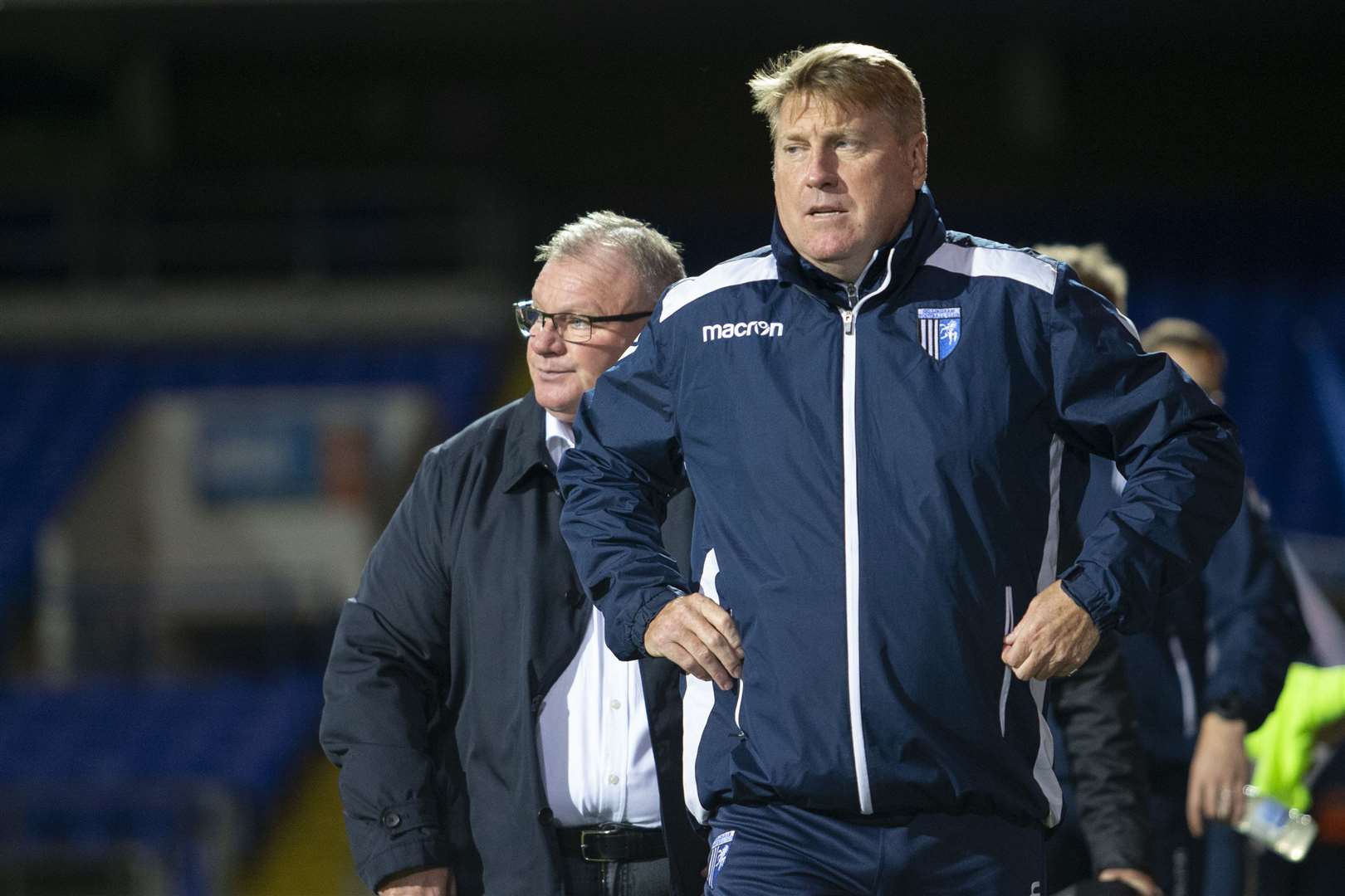 Gillingham assistant boss Paul Raynor and manager Steve Evans Picture: @KentProImages