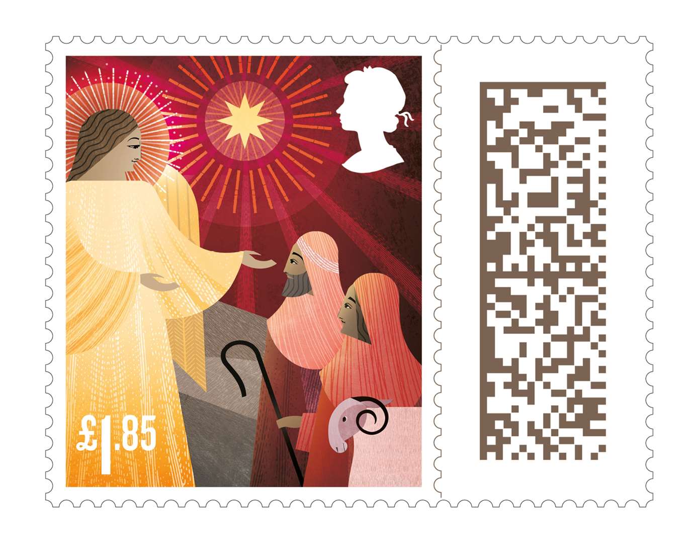 The stamps, designed by artist Katie Ponder, feature parts of the Nativity story