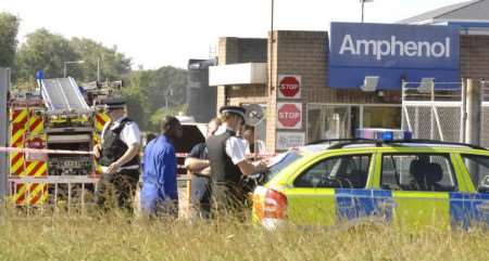 The scene following the incident at the Chestfield Industrial Estate. Picture:Chris Davey