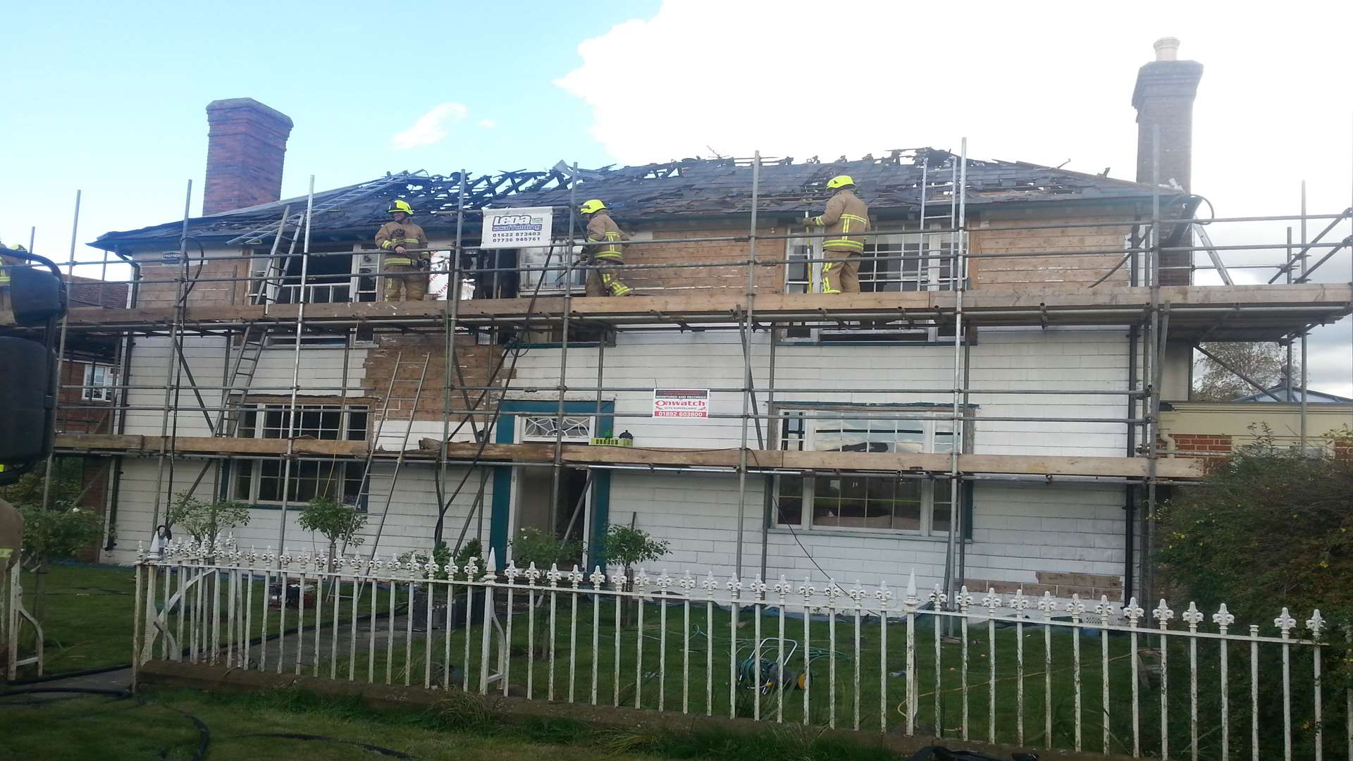Firefighters at the house in Paddock Wood