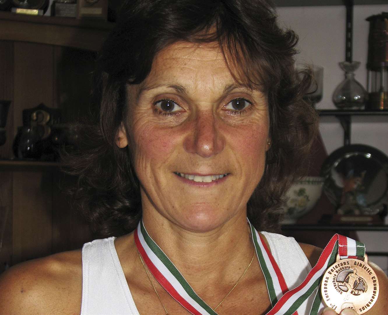 Lesley Hall pictured in 2010 with her bronze medal from the European veterans' championships