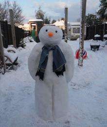 A snowman built for youngster Leon in a garden in Maidstone