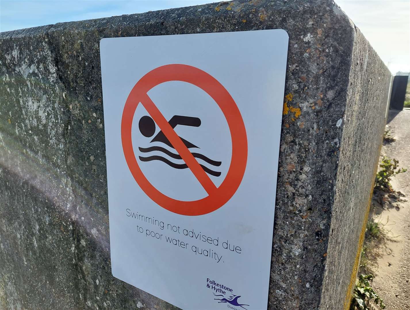 Residents and visitors have been urged not to swim in the sea by the Environment Agency since February