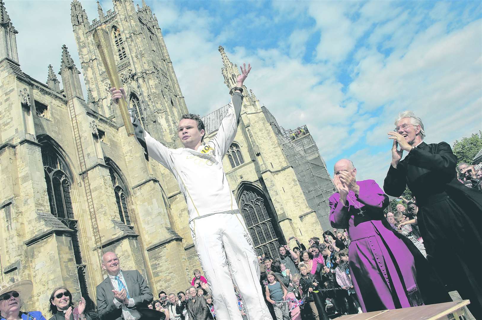 The torch arriving at Canterbury Cathedral