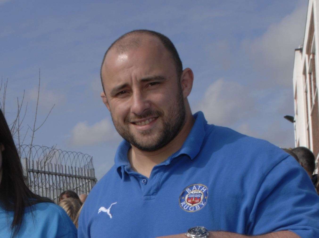 England rugby player David Flatman at the Martello Day Centre for the Sport Relief mile in 2008