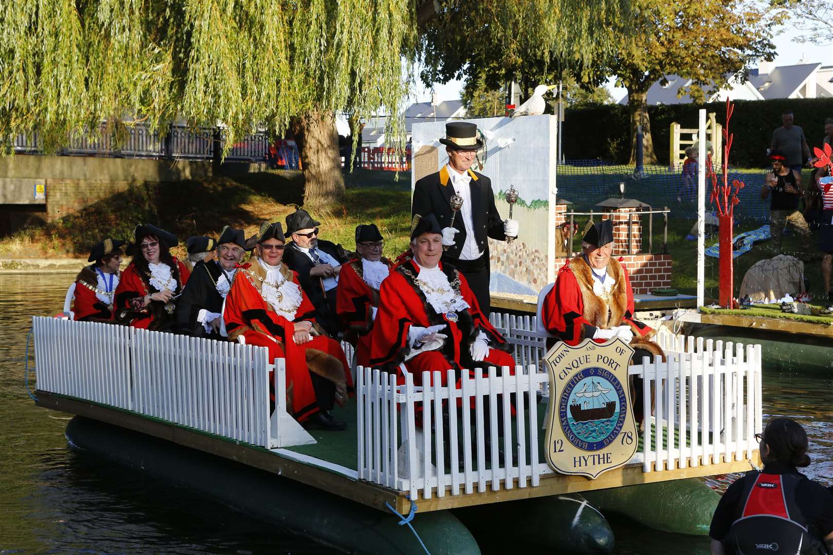 The Mayor of Hythe arrived on a float with the mayors of the other Cique Ports.Picture: Andy Jones