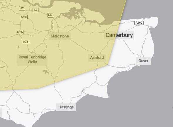 The yellow weather warning has been moved to cover half the county