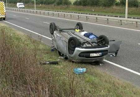 The man who died was behind the wheel of this silver Citroen. Picture: MIKE PETT