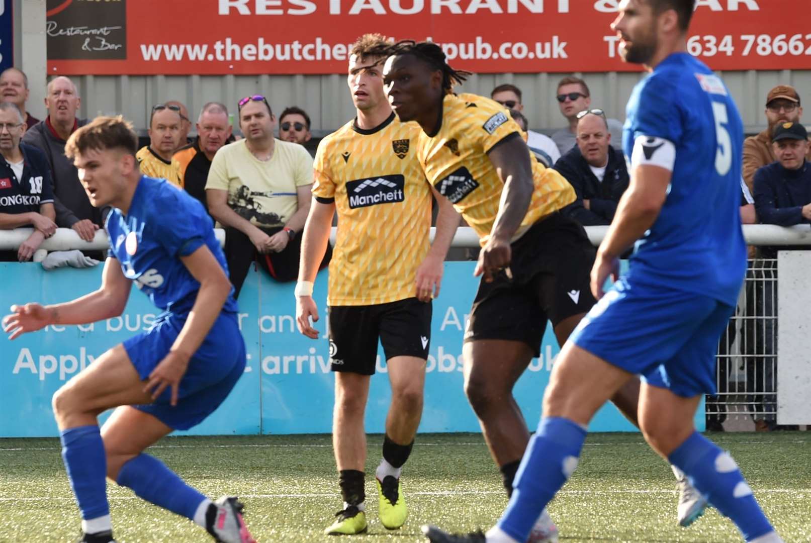 Substitute Razzaq Coleman De-Graft completes the scoring in Maidstone’s 4-0 win over Worthing. Picture: Steve Terrell