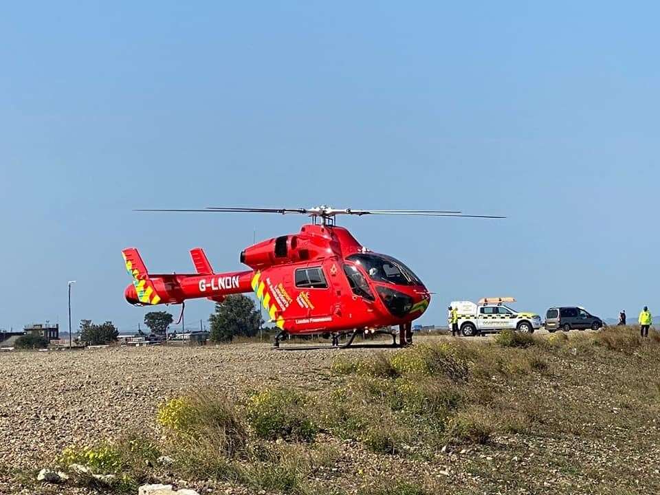 A London air ambulance at the scene Picture: Sheppey Coastguard Team