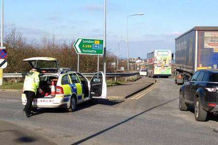 Police at the scene of a crash on the Thanet Way