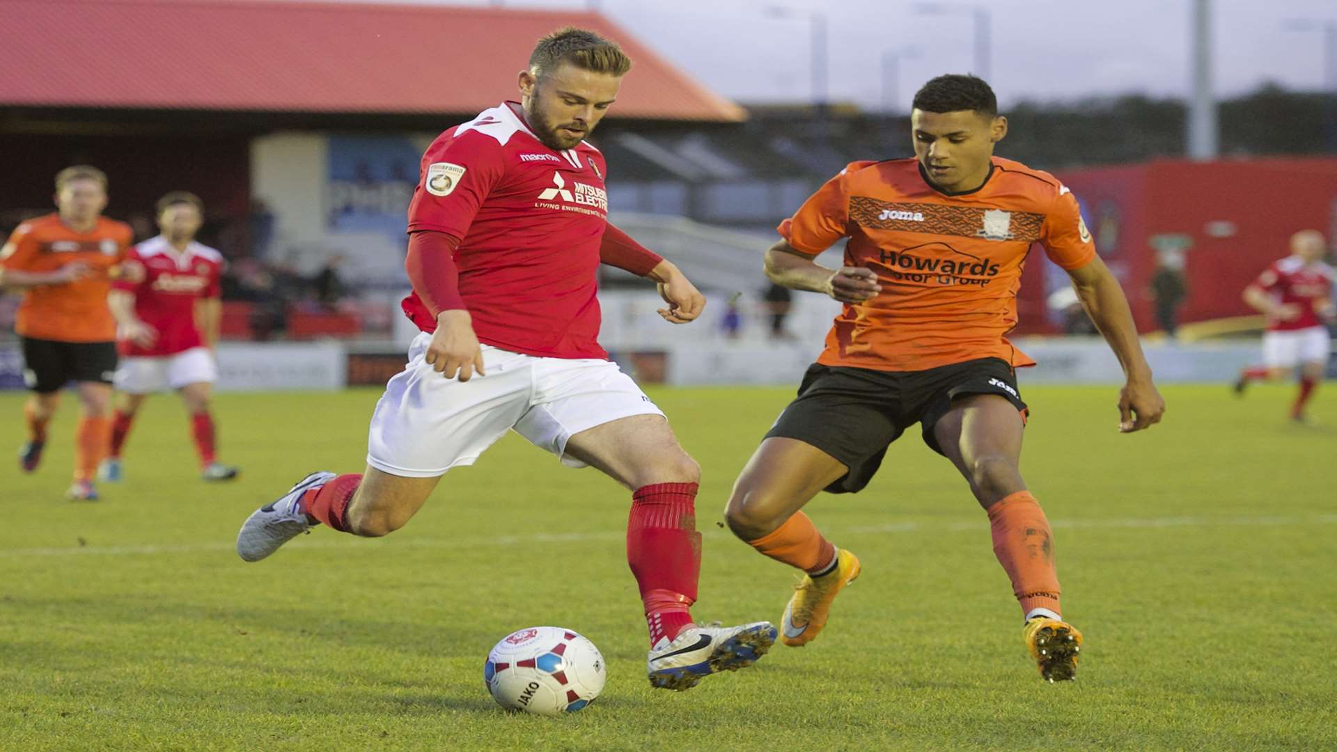 Matt Godden plays the ball forward for Ebbsfleet Picture: Andy Payton