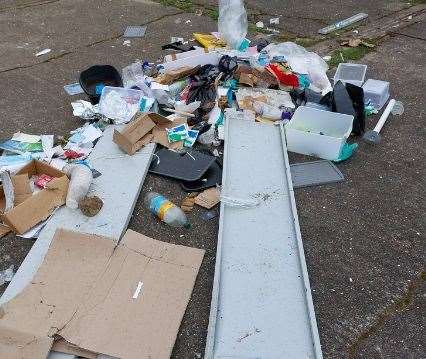 Rubbish piled up in the Mill Stakepark, Sittingbourne. Picture: Vibe