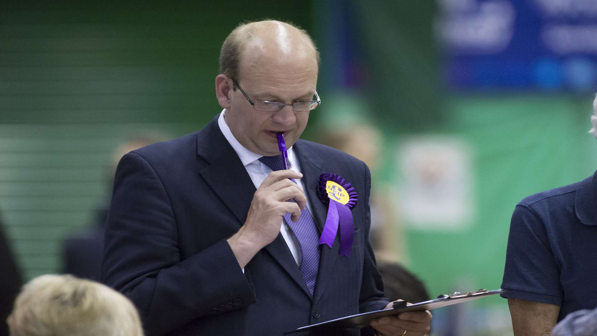 Mark Reckless at the Rochester and Strood count in Medway Park, Gillingham
