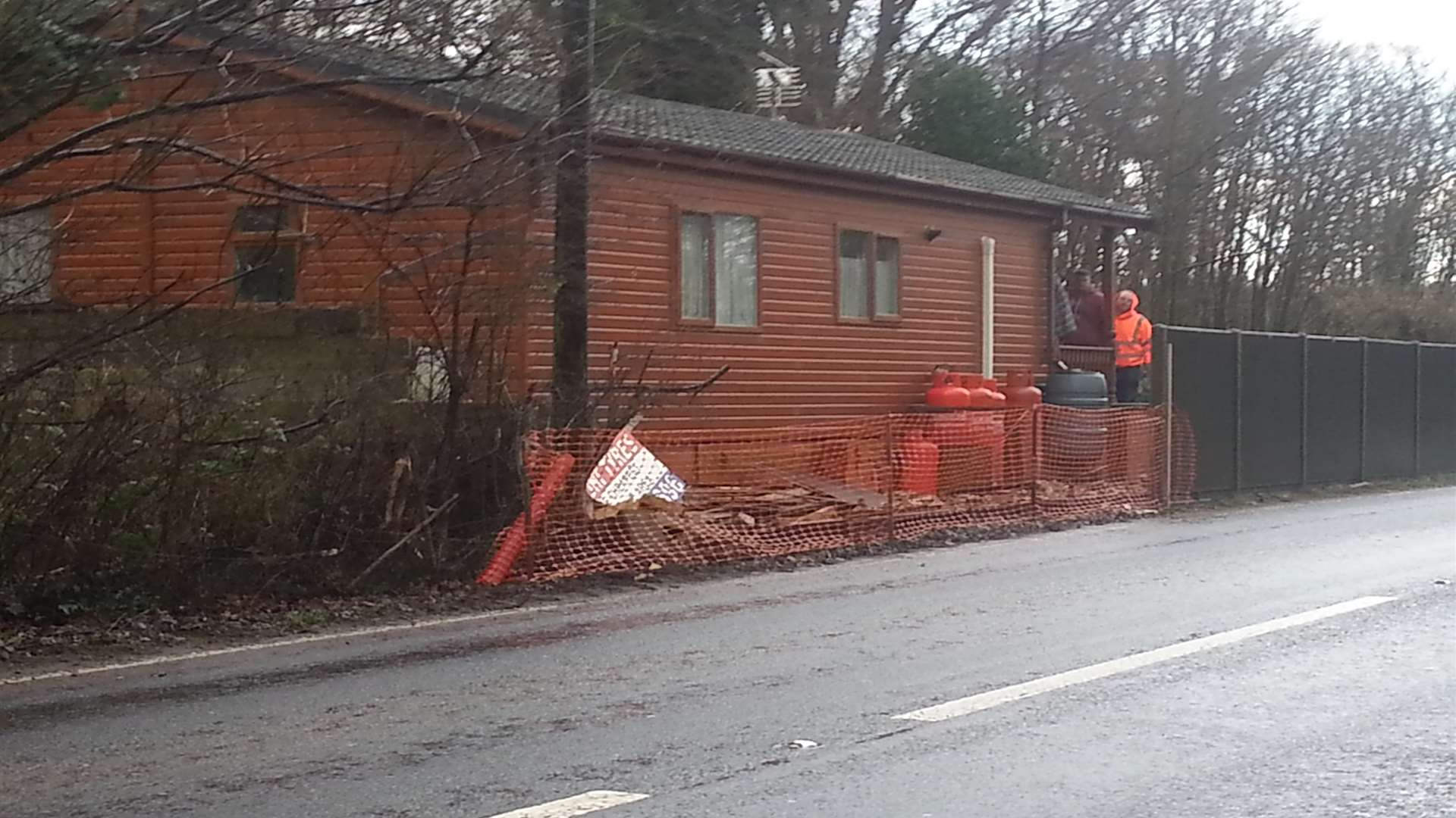 A car left the road and hit a fence