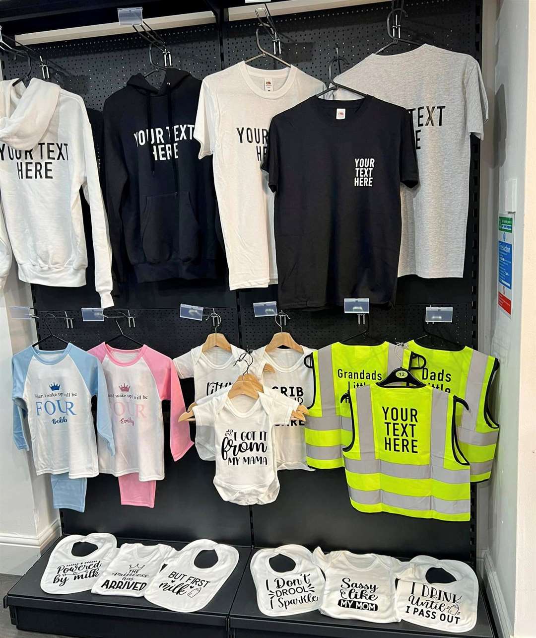 The shop will allow customers to personalise items of clothing with words and logo. Picture: Chloe Delasalle