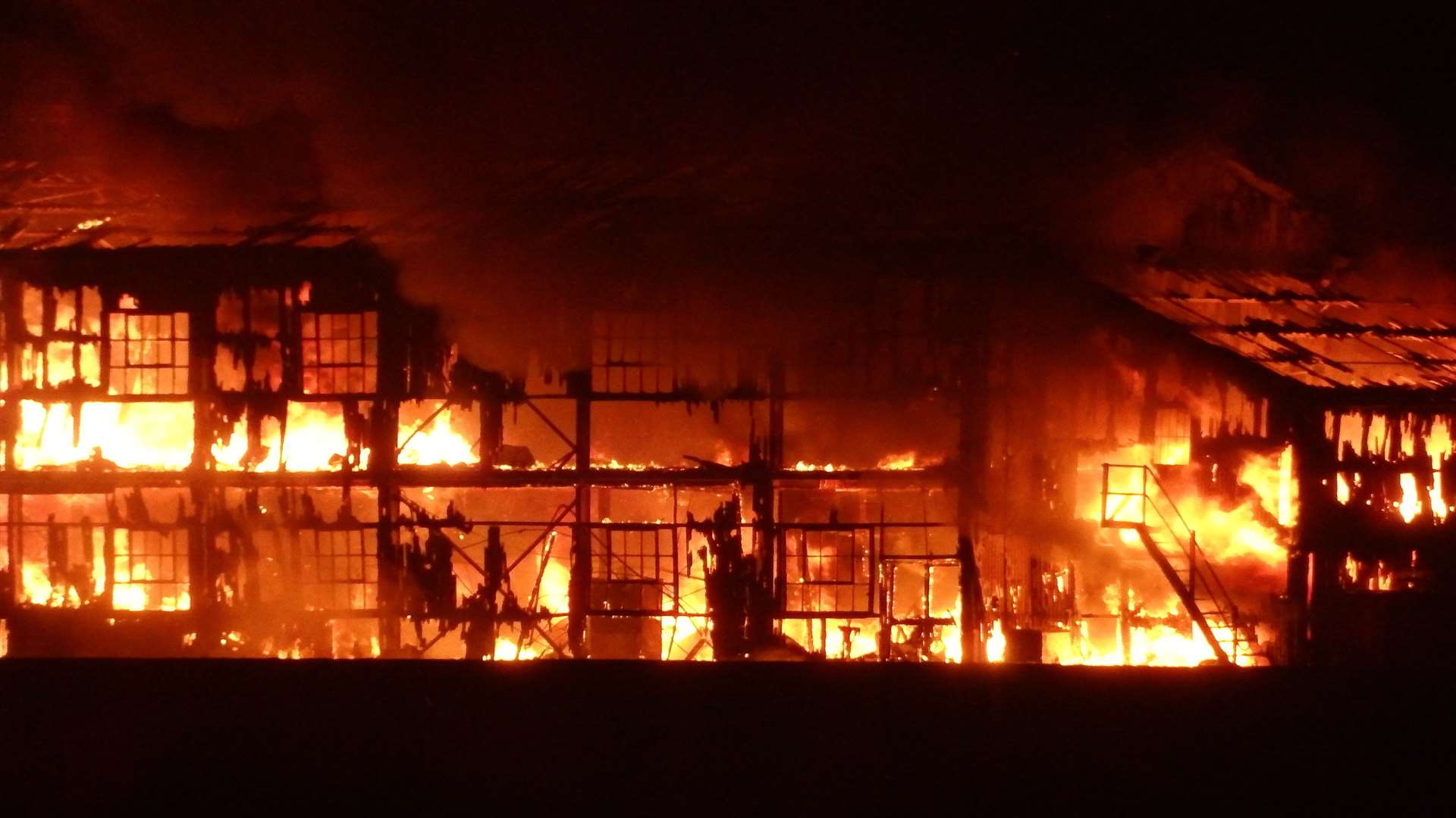 Thirty firefighters were needed to tackle a major warehouse blaze. Picture: Jackie Hagan
