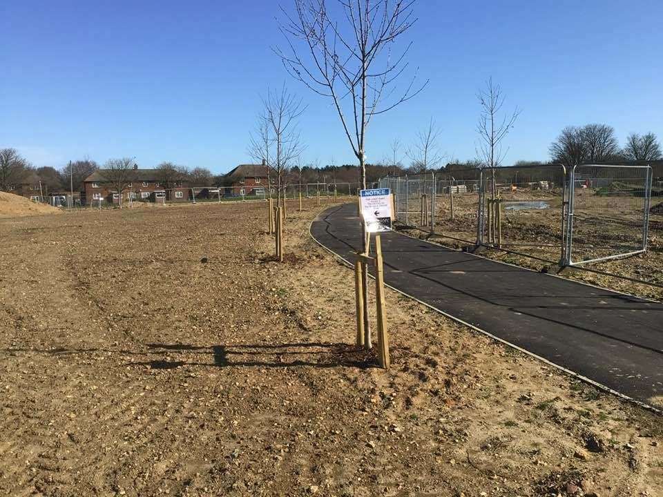 While the park still looks a little bare, the developer says it has been grass-seeded and planted and will be blooming in summer