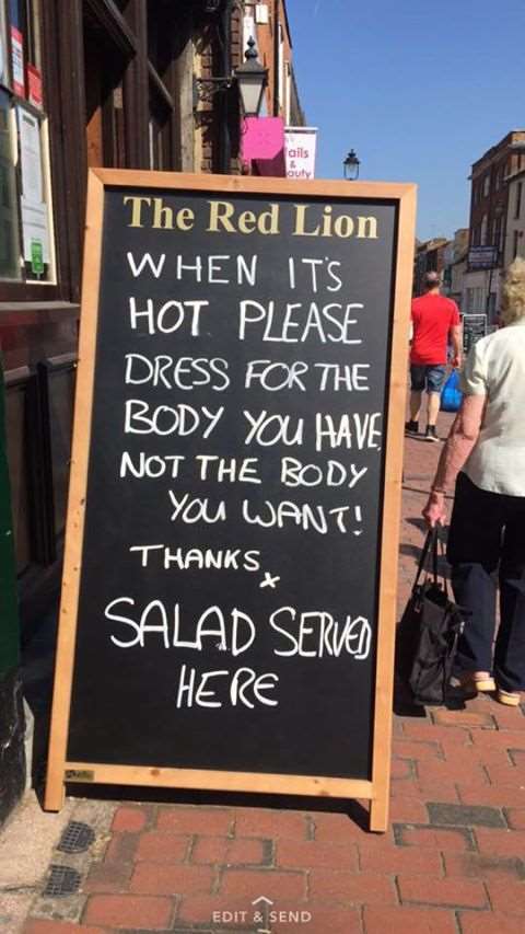 This message was seen outside a pub. Picture: Charlotte Waters