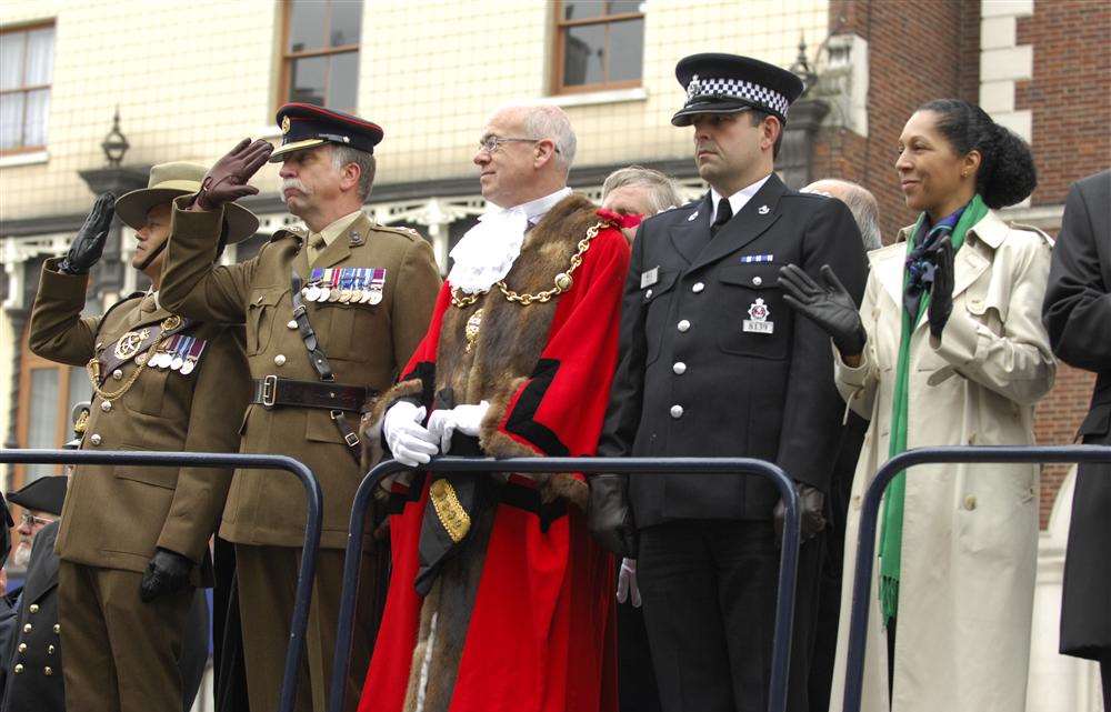 Dignitaries watch the parade at last year's event in Maidstone
