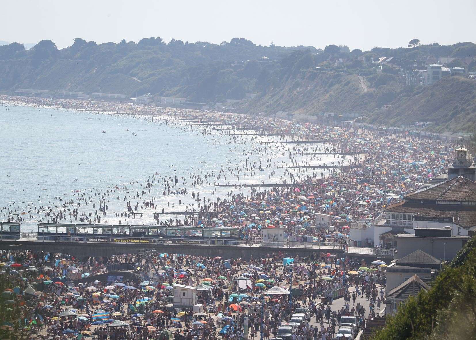 The scene on the beach in Bournemouth, Dorset, on Wednesday (Andrew Matthews/PA)