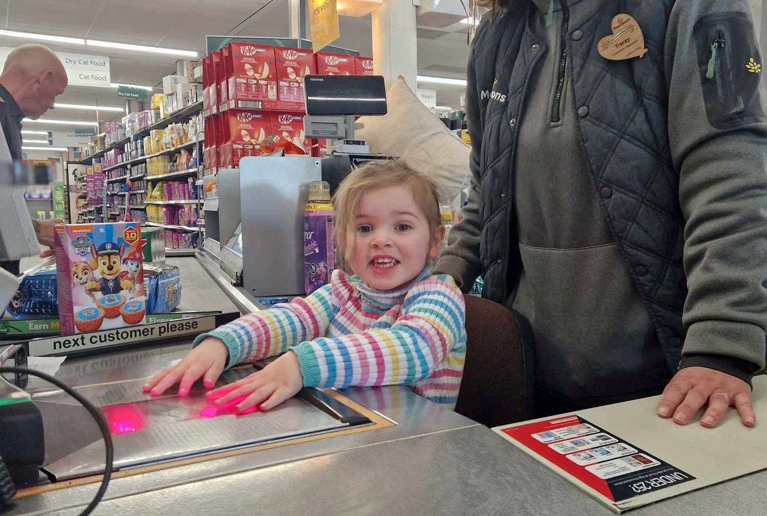 Three-year-old Brianna Ryan enjoyed scanning items. Picture: Katie Ford