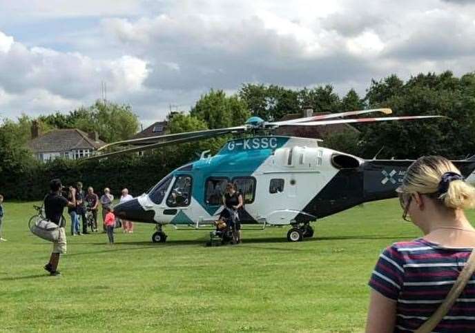The air ambulance landed on Westmeads Rec. Pic: Janice Johnston