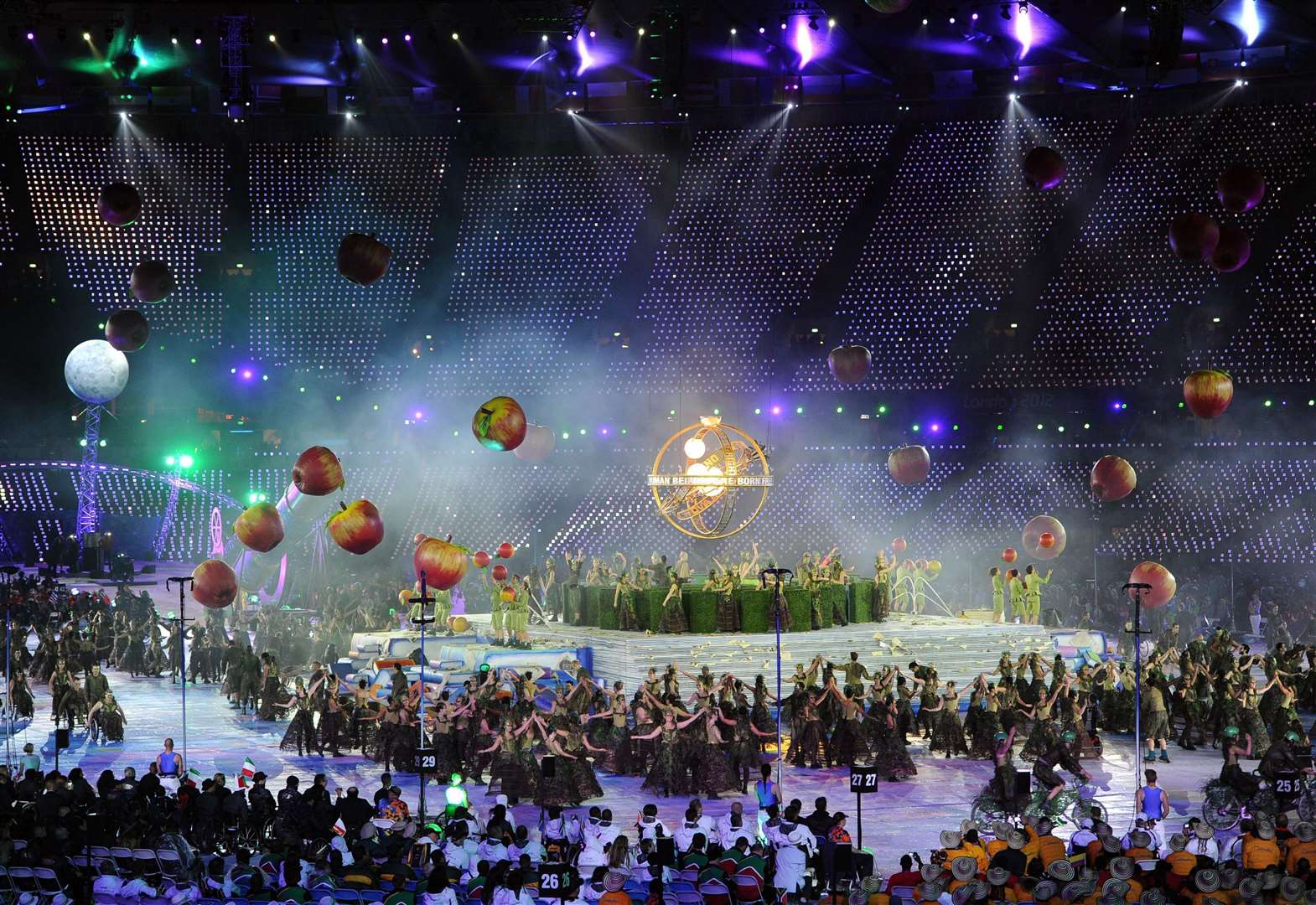 Performers during the opening ceremony for the London Paralympic Games. Picture: Anthony Devlin/PA