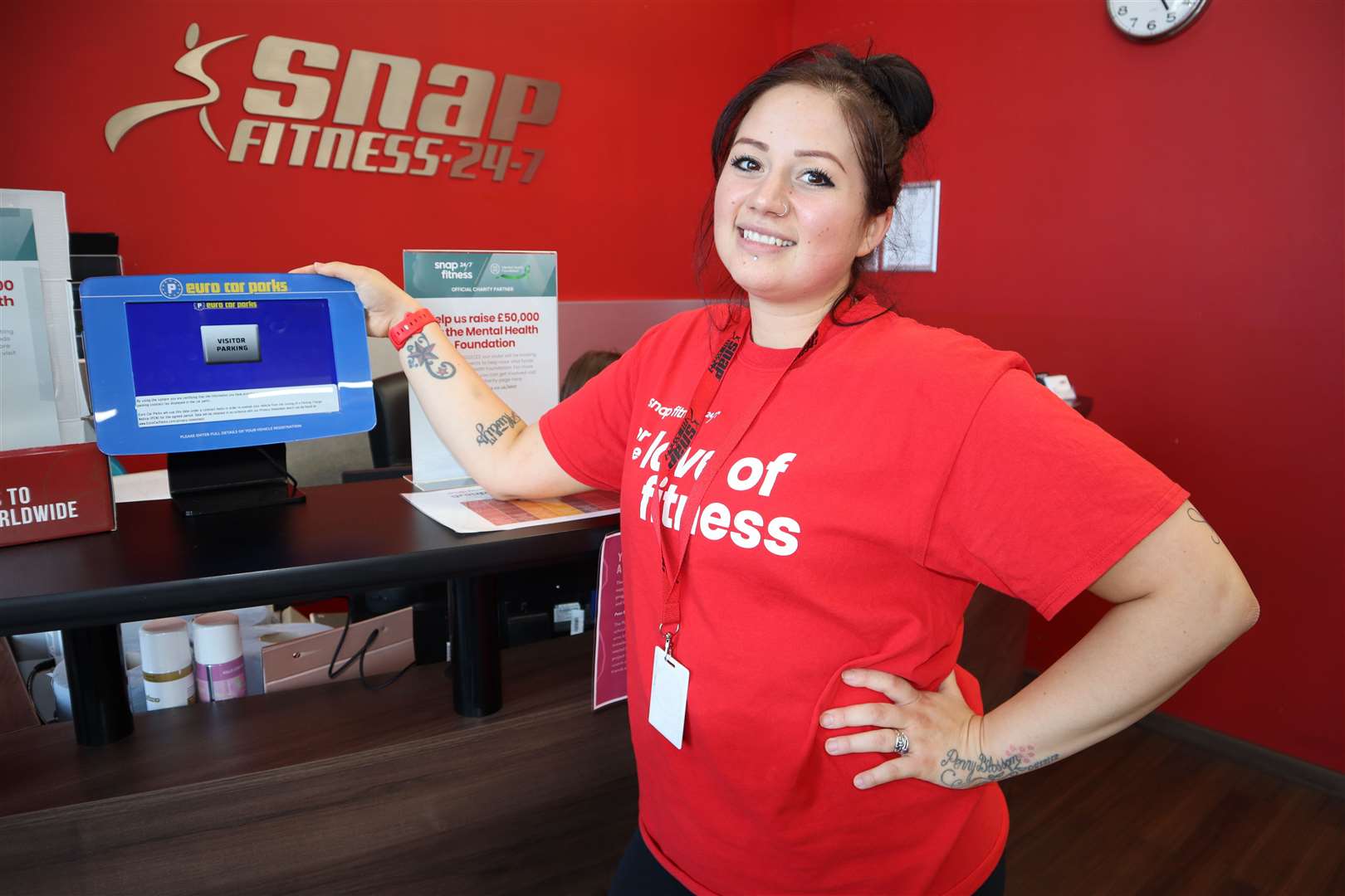 Natasha Sedge, Snap Fitness Regional Manager, with the new Neats Court Retail Park parking terminal