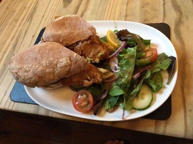 The fish finger sandwich is described as a chip shop on the menu – it was a real monster