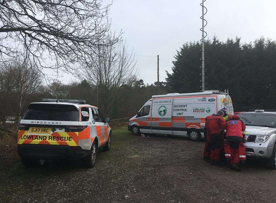 Kent Search and Rescue teams set up a command vehicle at Park Gate Inn car park, Ashford Road.