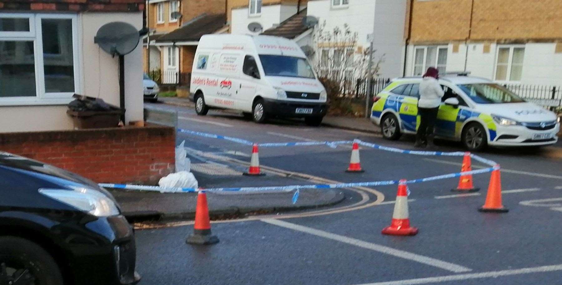 The spot in Gillingham Road, Gilingham, where the woman had collapsed