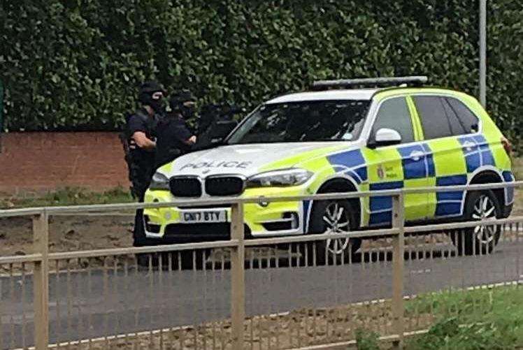 Armed police in Wallis Avenue in Park Wood. Photo: Ellie Bray