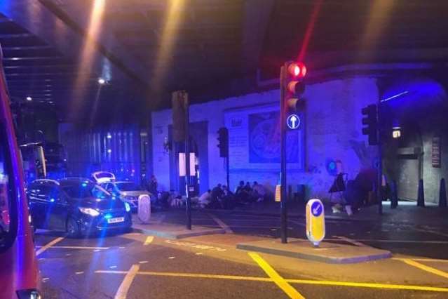 The aftermath of the incident on London Bridge. Pic @benleo89