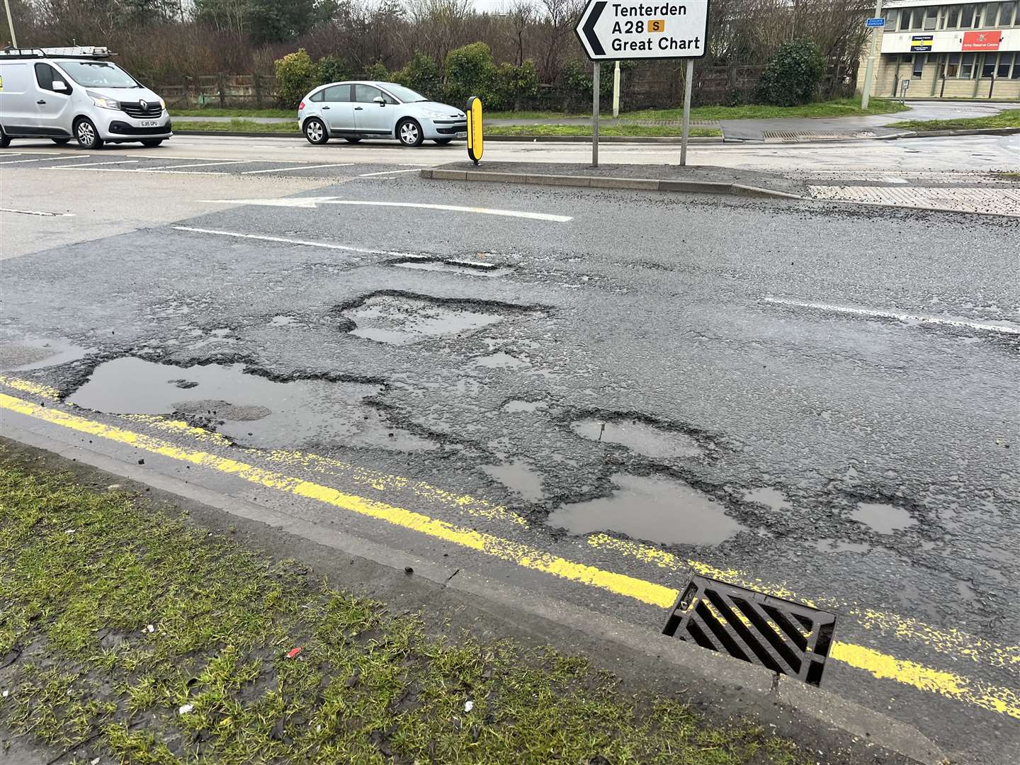The potholes in Brookfield Road, Ashford
