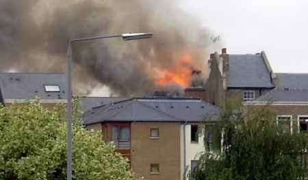 Scene at the height of the fire. Picture: ANDY JOHNSON