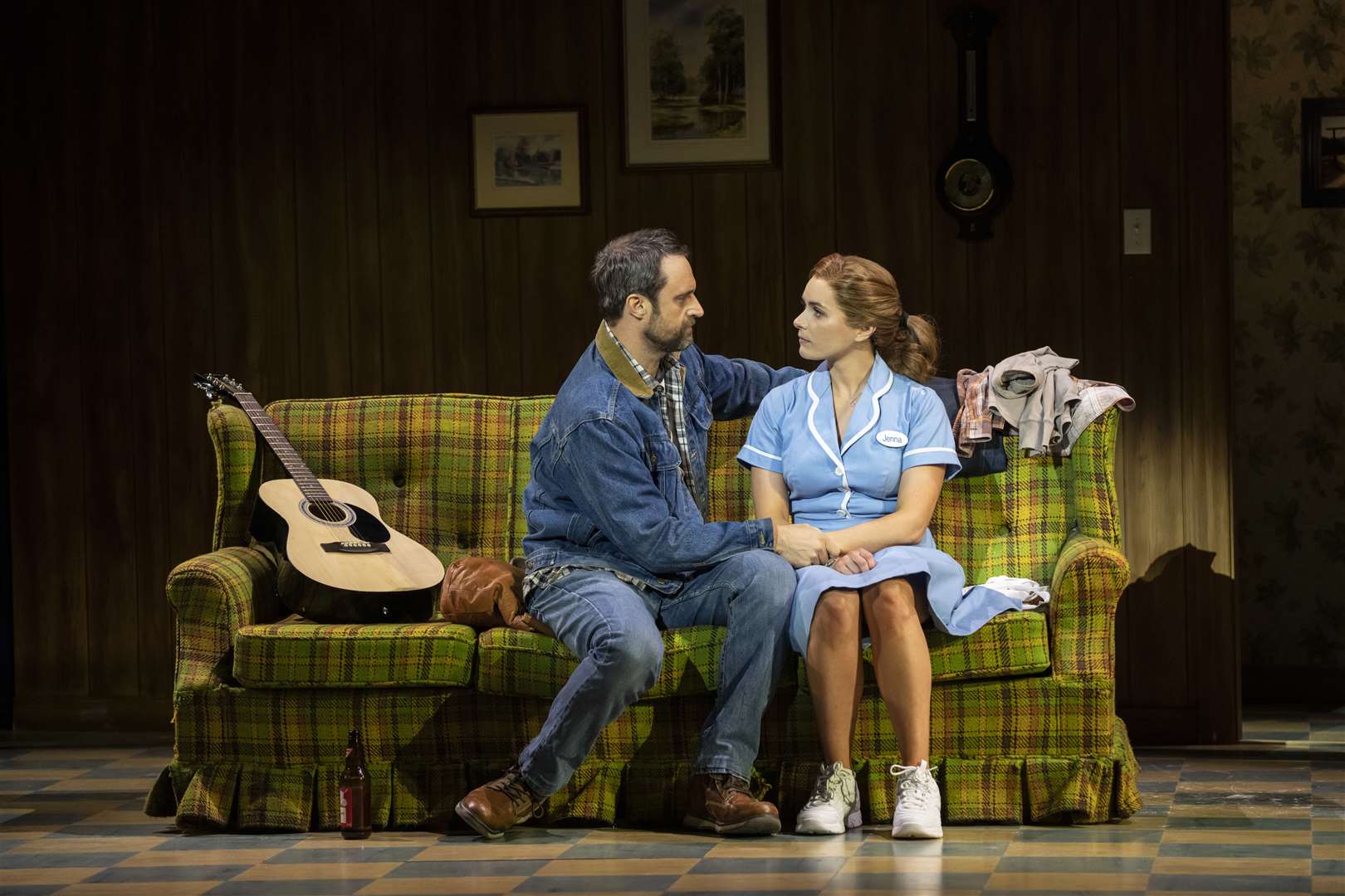 Tamlyn Henderson and Chelsea Halfpenny star as married couple Earl and Jenna in Waitress. Picture: Johan Persson.