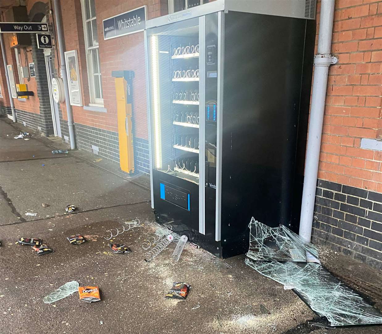 A vending machine was smashed at Whitstable train station. Picture: Lara Jane Martin